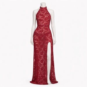 Dolls Kill Burgundy Lace Maxi Dress